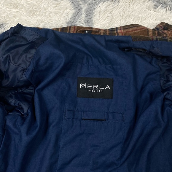Merla Moto Men's Denver Checked Wool Motorcycle Jacket Sz Medium - Picture 11 of 12
